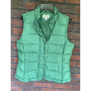 Green Goose Down Vest Small Zipper Pockets Snaps No Hood Sleeveless Jacket EUC